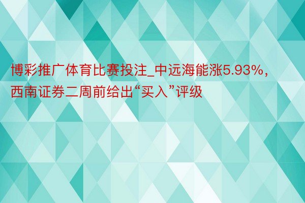 博彩推广体育比赛投注_中远海能涨5.93%，西南证券二周前给出“买入”评级